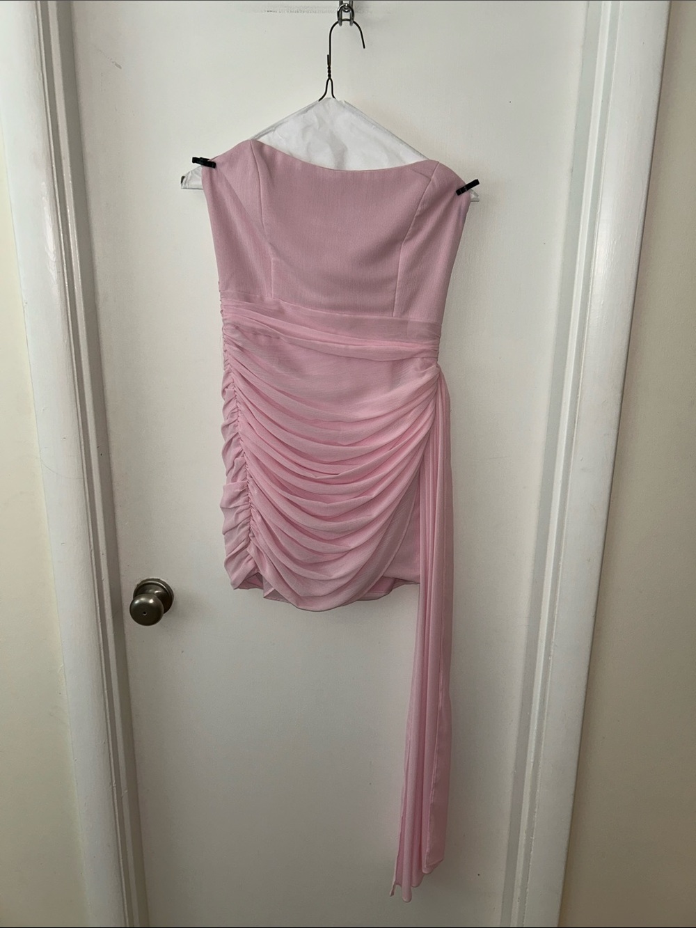Lulu's Strapless Blush Pink Ruched Mini Dress